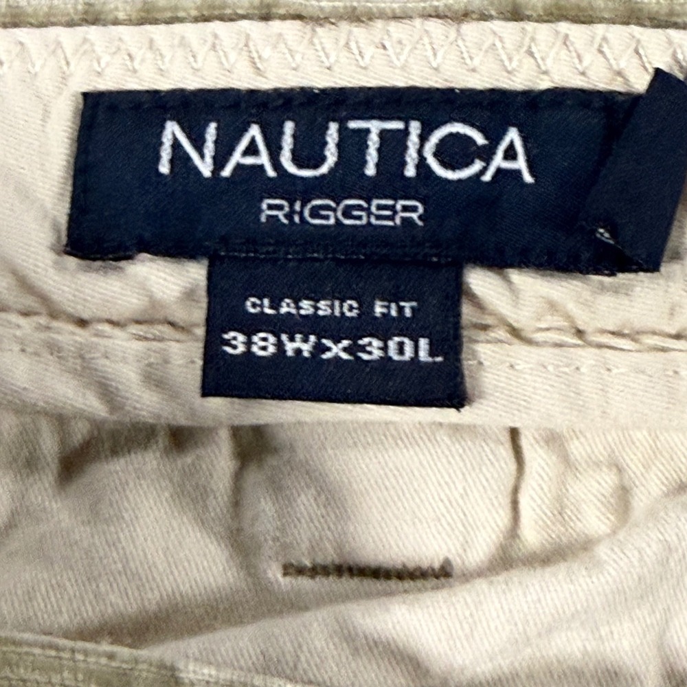Nautica Rigger Y2K Corduroy Pants Mens 38x30 Tan Classic Fit Pleated Cuffed - Picture 4 of 8
